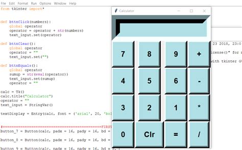 python gui calculator using tkinter.